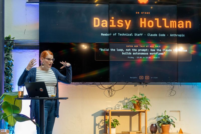 Daisy Hollman and Simon on stage